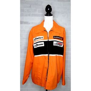 Vintage 70s Sears Jacket Men Large Orange Pit Crew Coat Penske DieHard Racing‎ L